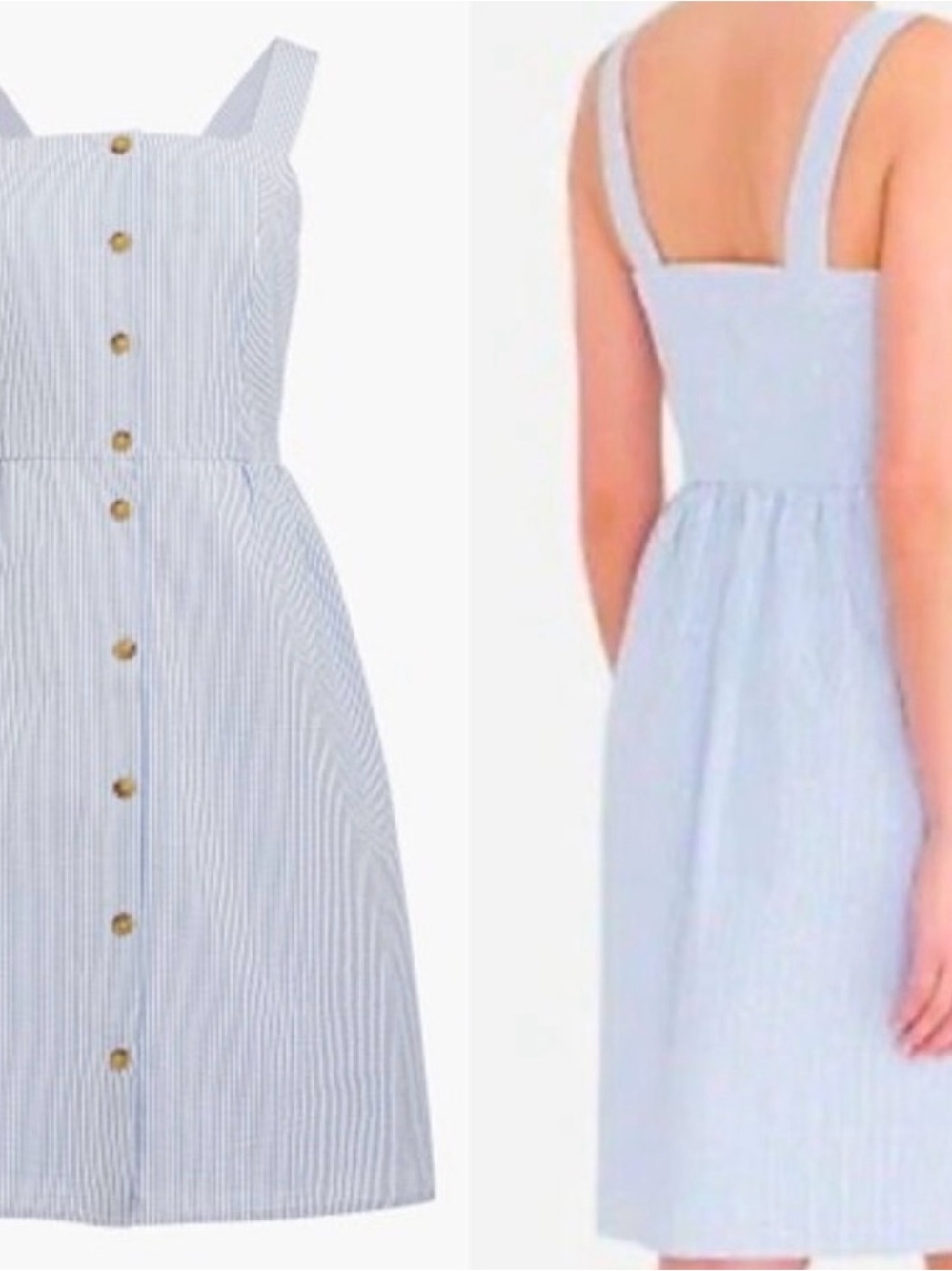 J. Crew Light Blue Pinstripe Button-Front Midi Dress